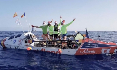 De revelion, patru români au tras la vâsle pe Oceanul Atlantic