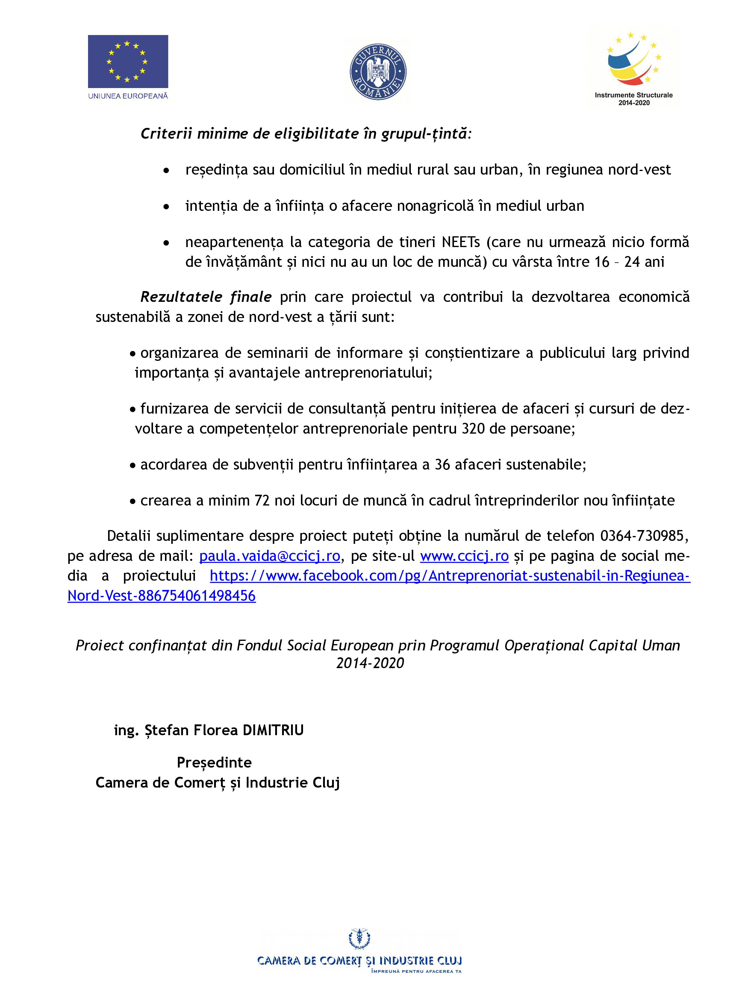 Comunicat de presă: Antreprenoriat sustenabil în Regiunea de Nord-Vest