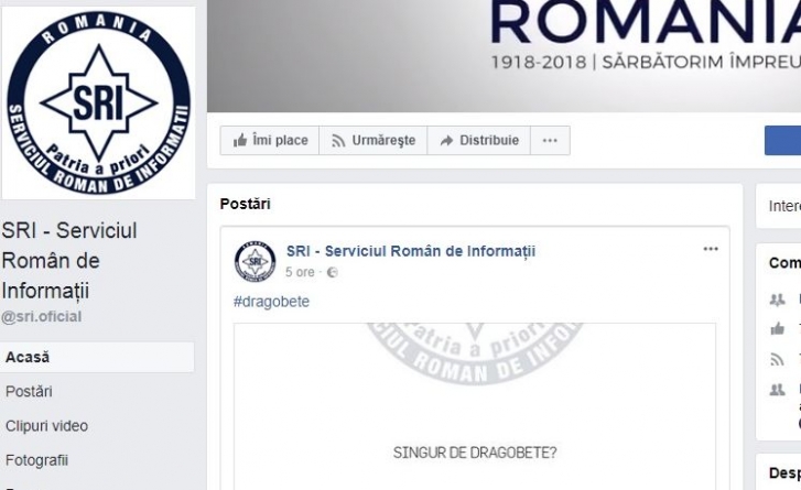 De Dragobete SRI a strâns pe Facebook like-uri cu toptanul