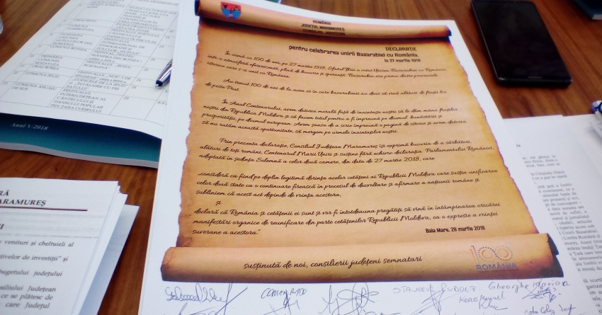 În timp ce consilierii județeni făceau ”Declarația de celebrare a Unirii cu Basarabia”, aeronave militare au survolat cerul băimărean