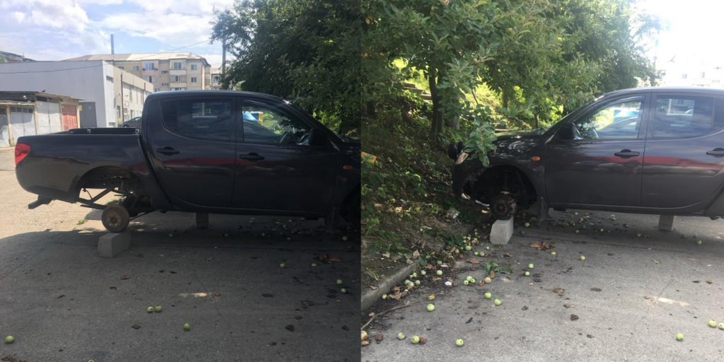 Și-a luat jante noi la mașină și s-a trezit cu bolțari în locul lor