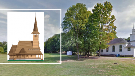 Meșteri din Bârsana construiesc în  New Jersey o biserică de lemn în stil maramureșean (GALERIE FOTO)
