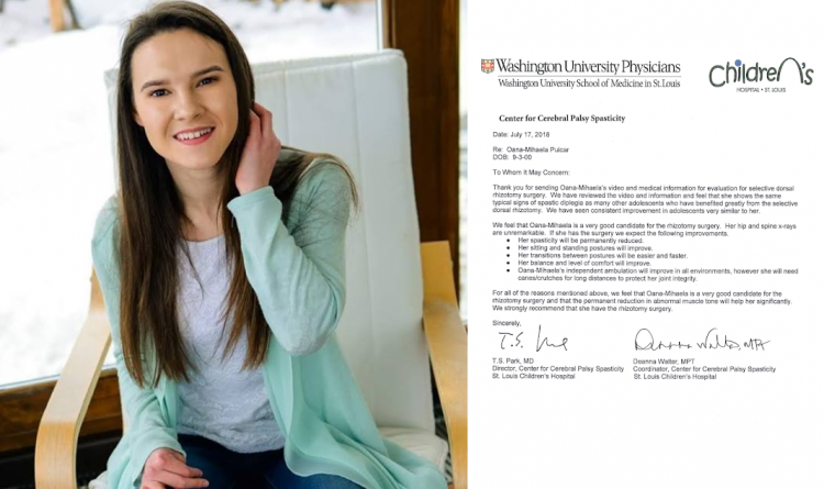 Eminenta elevă Oana Puicar poate fi salvată pe de-a-ntregul, dar  banii îi ajung doar de jumătate din operația necesară