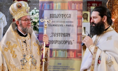 Spațiul bibliotecii românești din Paris ”Justinian Arhiepiscopul”, binecuvântat de Episcopul Iustin (GALERIE FOTO)