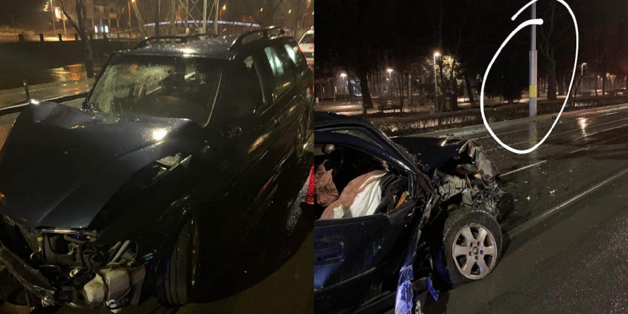 Un băimărean băut a intrat cu mașina într-un stâlp din Cluj