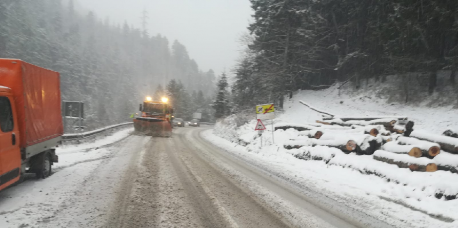 Ninge slab pe Dealul Huta Certeze, pe  5 km de drum depunându-se un cm de zăpadă frământată