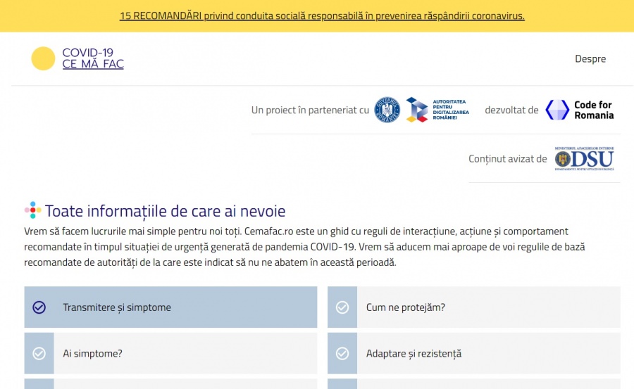 A fost lansată platforma cemafac.ro, un ghid cu recomandări pentru populație în funcție de scenariile posibile