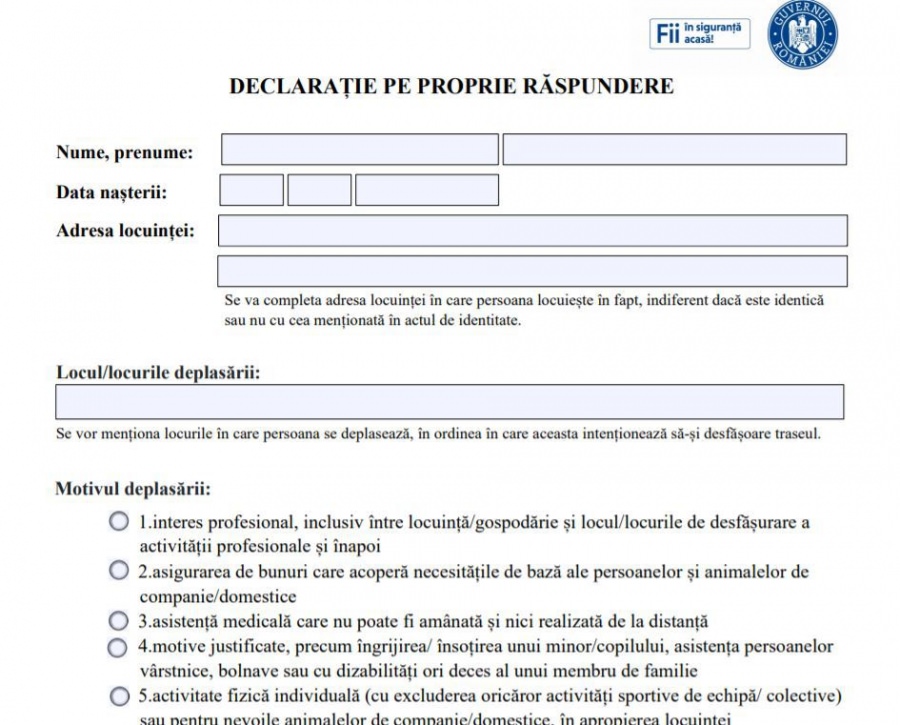Documente: Au fost actualizate modelele declarației pe proprie răspundere și de adeverință de la angajator; Care este procedura completă