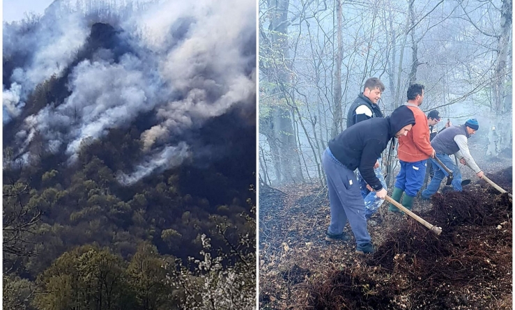 Intervenție dificilă: Incendiul izbucnit pe Pietrele Șoimului va fi stins cu elicopterul; Localnicii din Șișești și Cavnic au ținut piept zile întregi flăcărilor (VIDEO ȘI GALERIE FOTO)