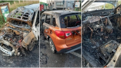Estul Sălbatic: Mașina șefului Sectorului Poliției de Frontieră Vișeu de Sus a fost incendiată. Autorii, căutați de oamenii legii (VIDEO ȘI FOTO)
