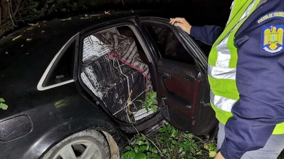În Vișeu de Sus: Mașină burdușită cu țigări de contrabandă; șoferul a reușit să fugă de polițiști