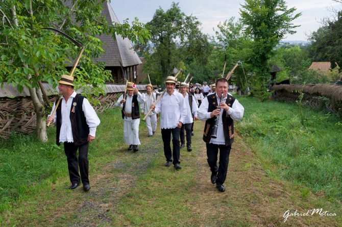 Clacă de coasă la Muzeul Satului din Baia Mare; nu au lipsit oamenii harnici, muzica și bucatele tradiționale (GALERIE FOTO)