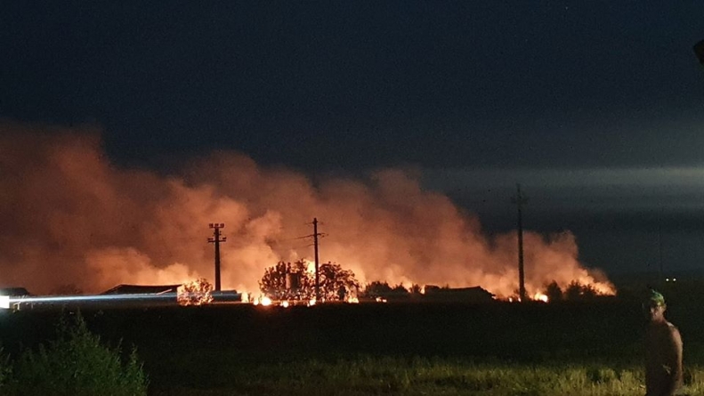 Incendiu nocturn: Vegetație uscată cuprinsă de flăcări în zona Gării din Seini (FOTO)
