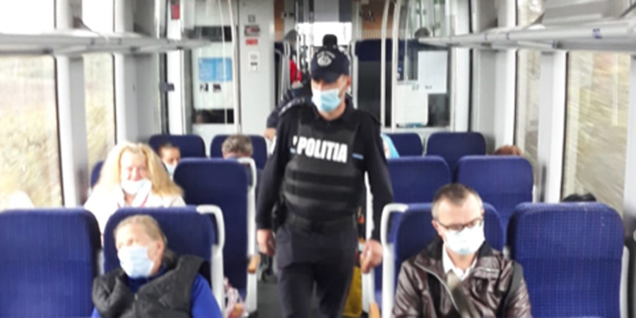 În județ: Verificări în gări şi trenuri; Acţiuni desfăşurate de poliţişti pentru respectarea măsurilor de protecţie în contextul pandemiei de COVID – 19