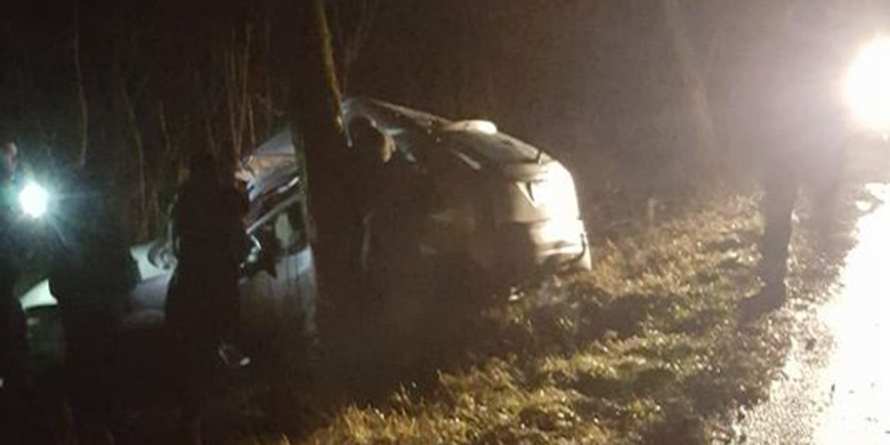 Accident pe DN 1C: O tânără s-a izbit cu mașina de un copac