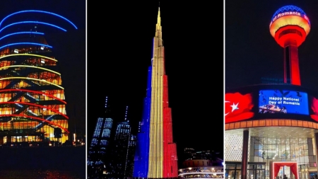 Drapelul României, pe cea mai înaltă clădire din lume. Ce clădiri-simbol au mai purtat steagul nostru de 1 Decembrie