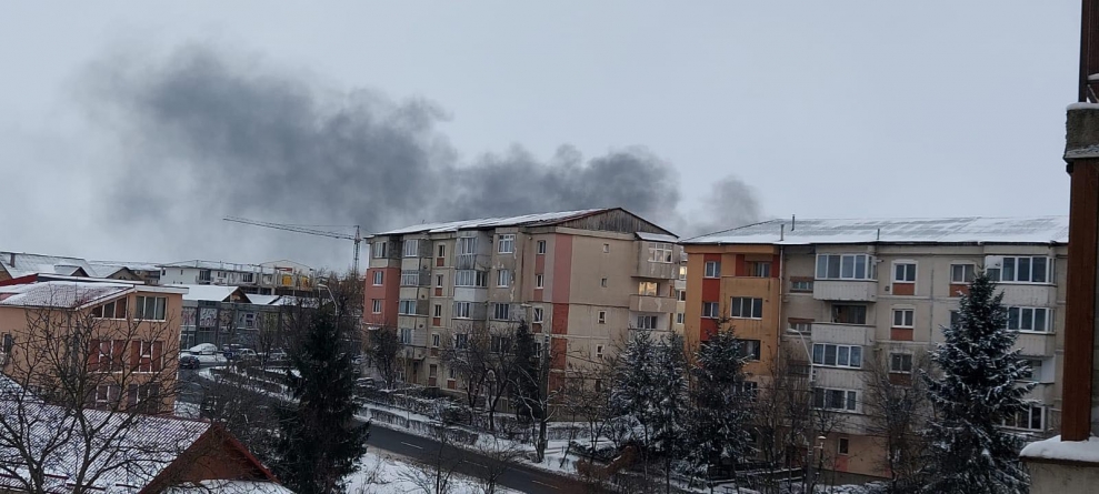 Actualizare: Alertă în Baia Mare: Incendiu violent la un service auto de pe strada Păltinișului. Fumul gros, vizibil de la mare distanță (VIDEO ȘI FOTO)