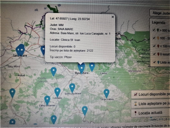 Util pentru maramureșeni: Este disponibilă harta interactivă a centrelor de vaccinare din țară, pe tipuri de vaccin. Vezi anunțul CNCAV