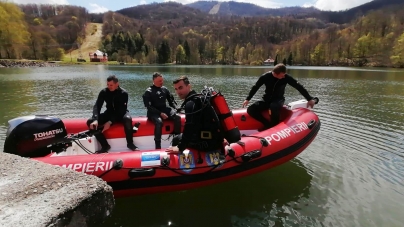 Echipajul de scafandri al ISU Maramureș, antrenament pe lacul Bodi-Mogoșa