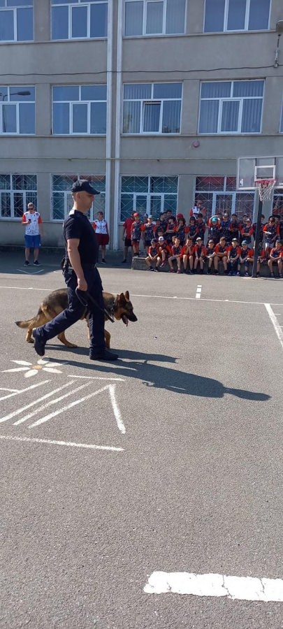 Vacanță în siguranță: Peste 180 de copii au primit sfaturi de la jandarmi; Vedeta întâlnirii a fost Rei, câinele de serviciu