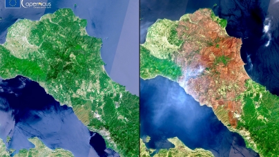 Cum arată insula Evia înainte și după incendii. Imagini incredibile din satelit surprind proporțiile dezastrului (FOTO)