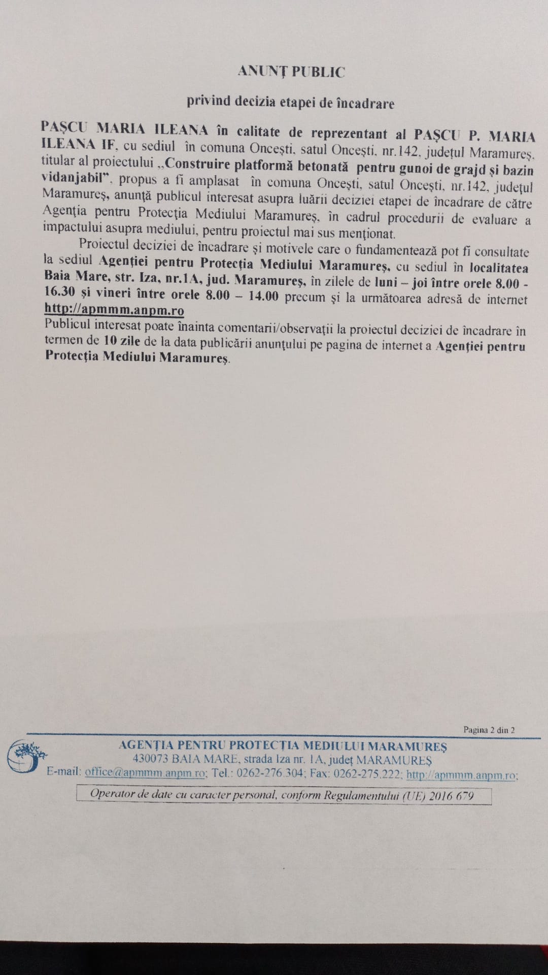 Anunț publicitar 12.01.2022
