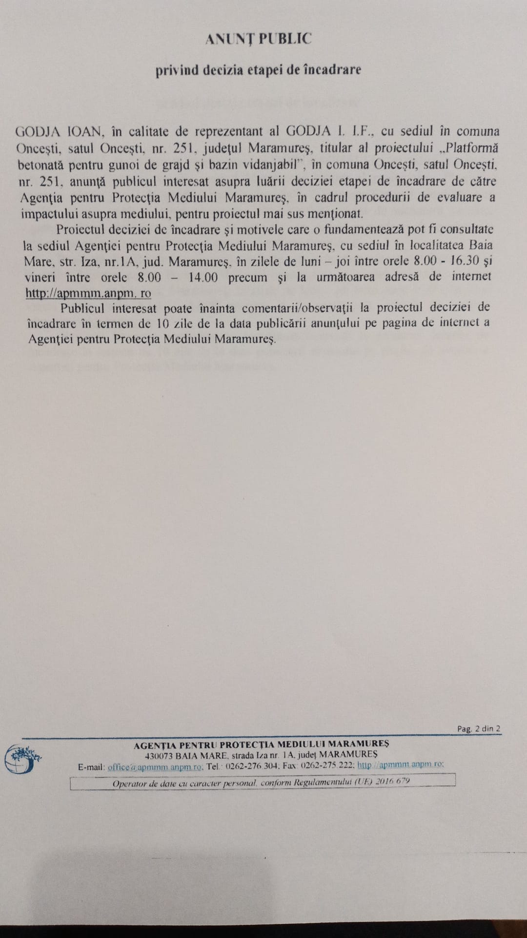 Anunț publicitar 12.01.2022