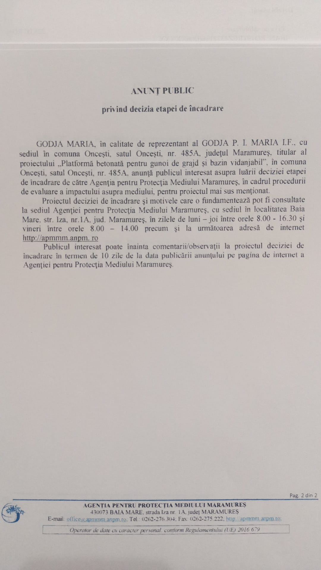 Anunț publicitar 12.01.2022