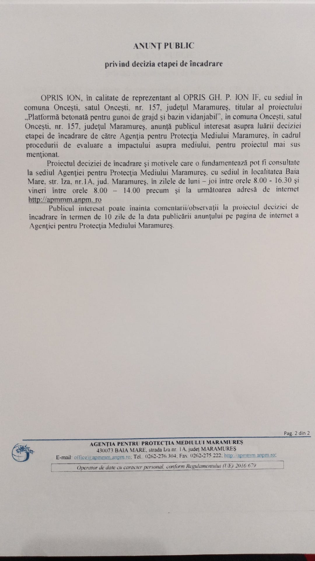 Anunț publicitar 12.01.2022