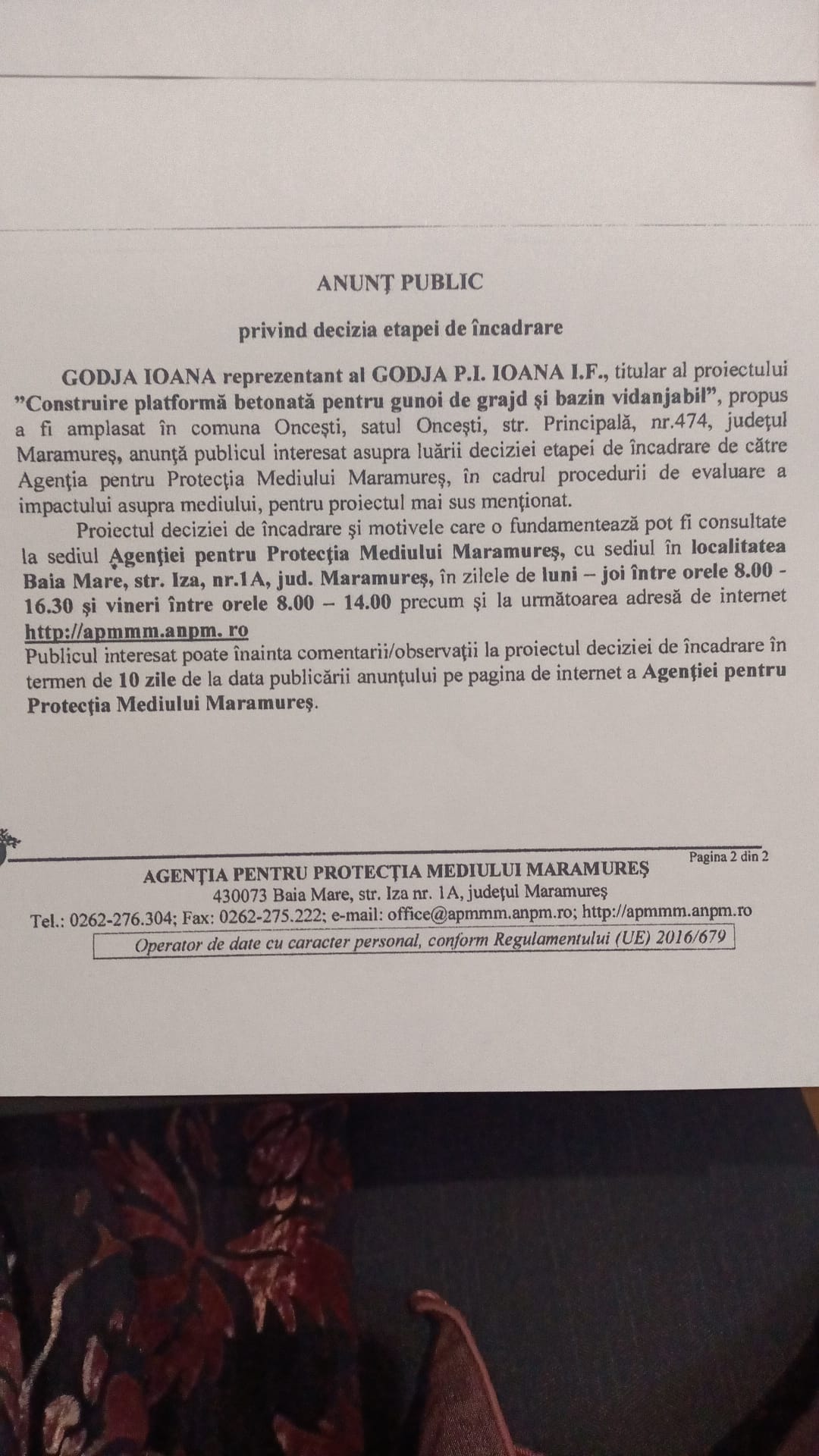 Anunț publicitar 17.01.2022