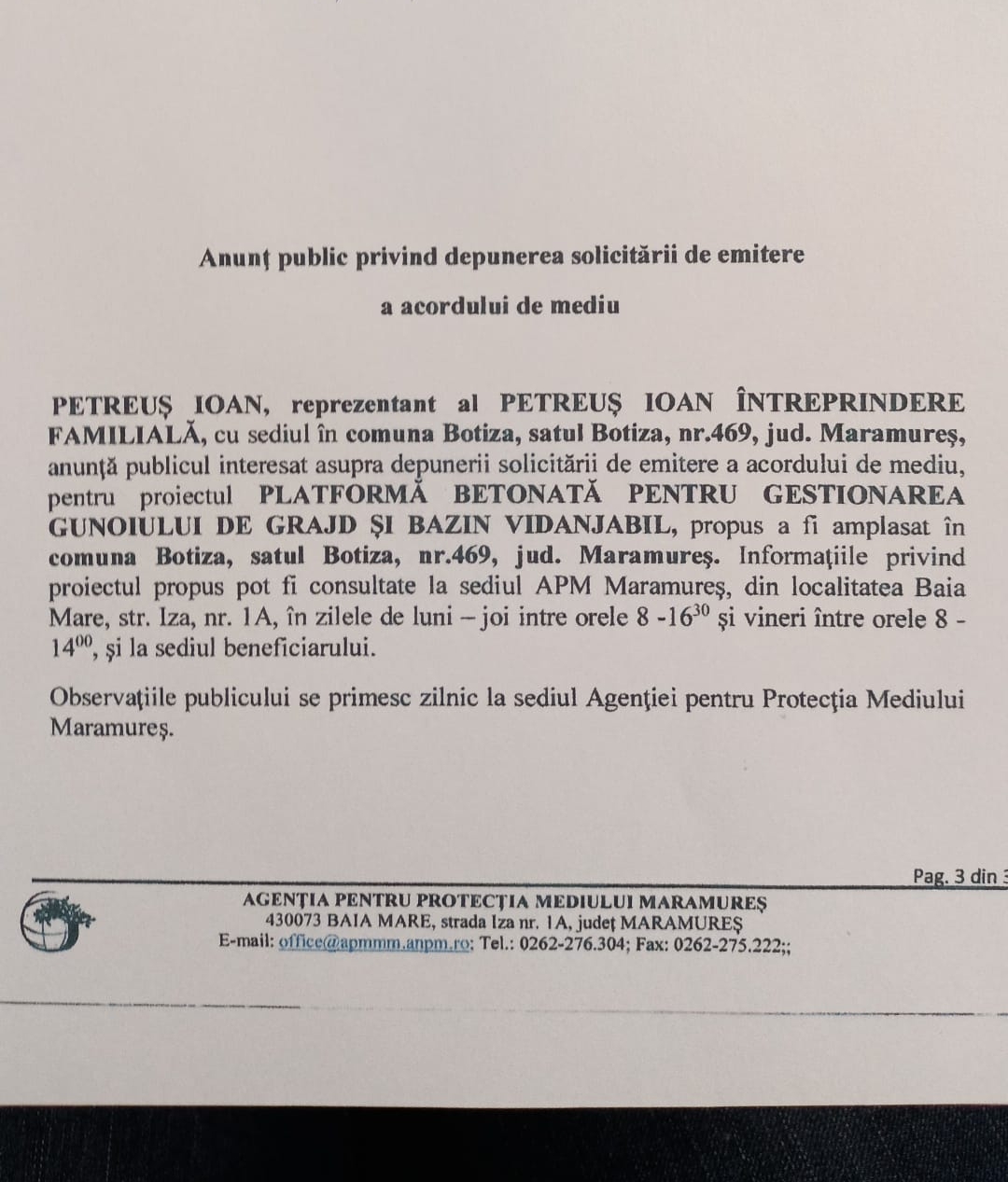 Anunț publicitar 19.01.2022