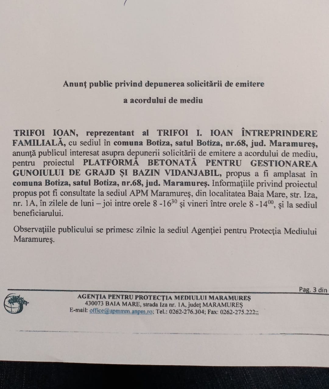 Anunț publicitar 19.01.2022