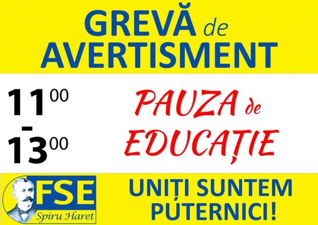 Proteste în sistemul educațional: În județul Maramureș membrii Sindicatului Spiru Haret din învățământ fac o pauză de educație timp de două ore în 19 ianuarie!