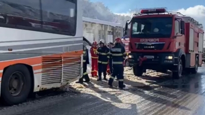 Alertă în această dimineață: În județul Maramureș în orașul Cavnic flăcări la autocar în care se aflau total 13 copii plus 25 adulți!(FOTO)