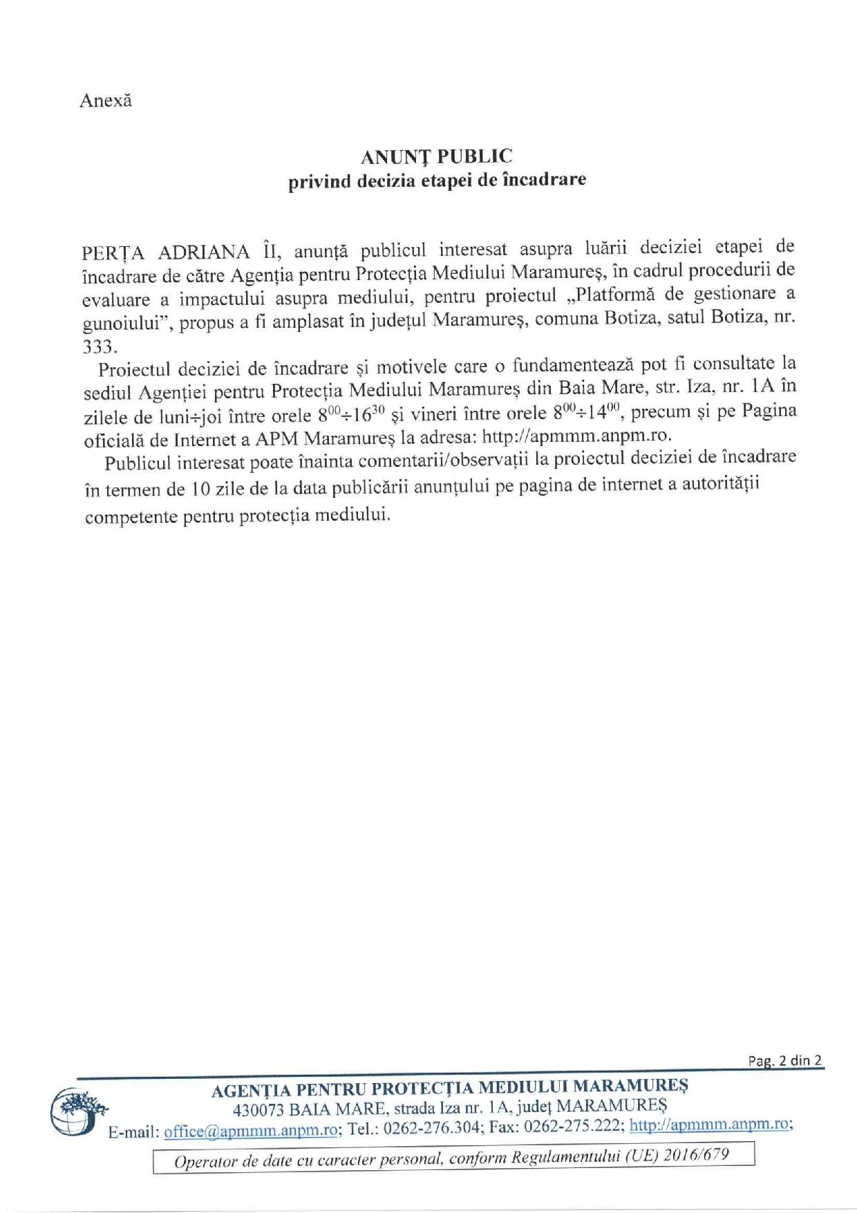 Anunț publicitar 15.04.2022