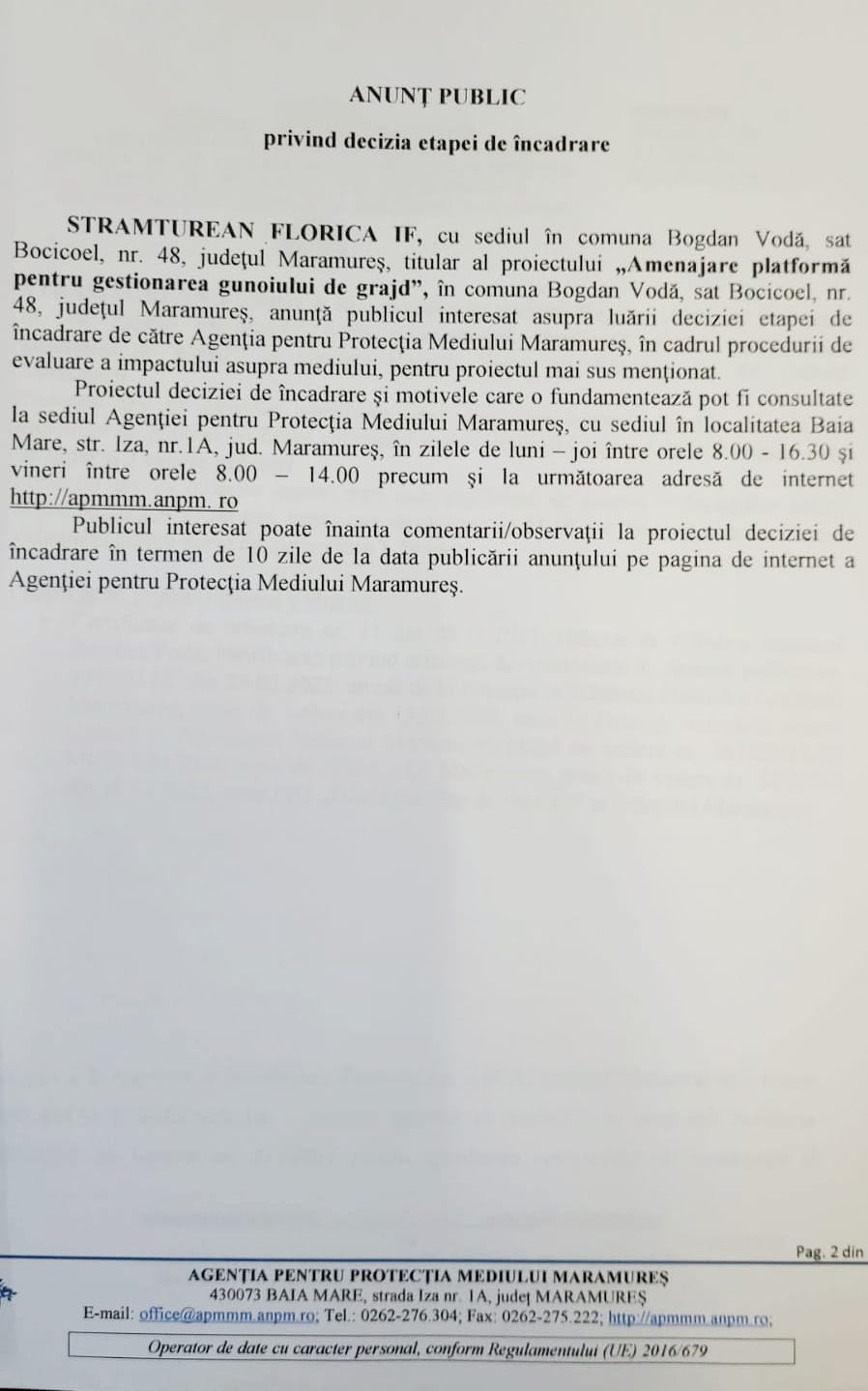 Anunț publicitar 04.05.2022