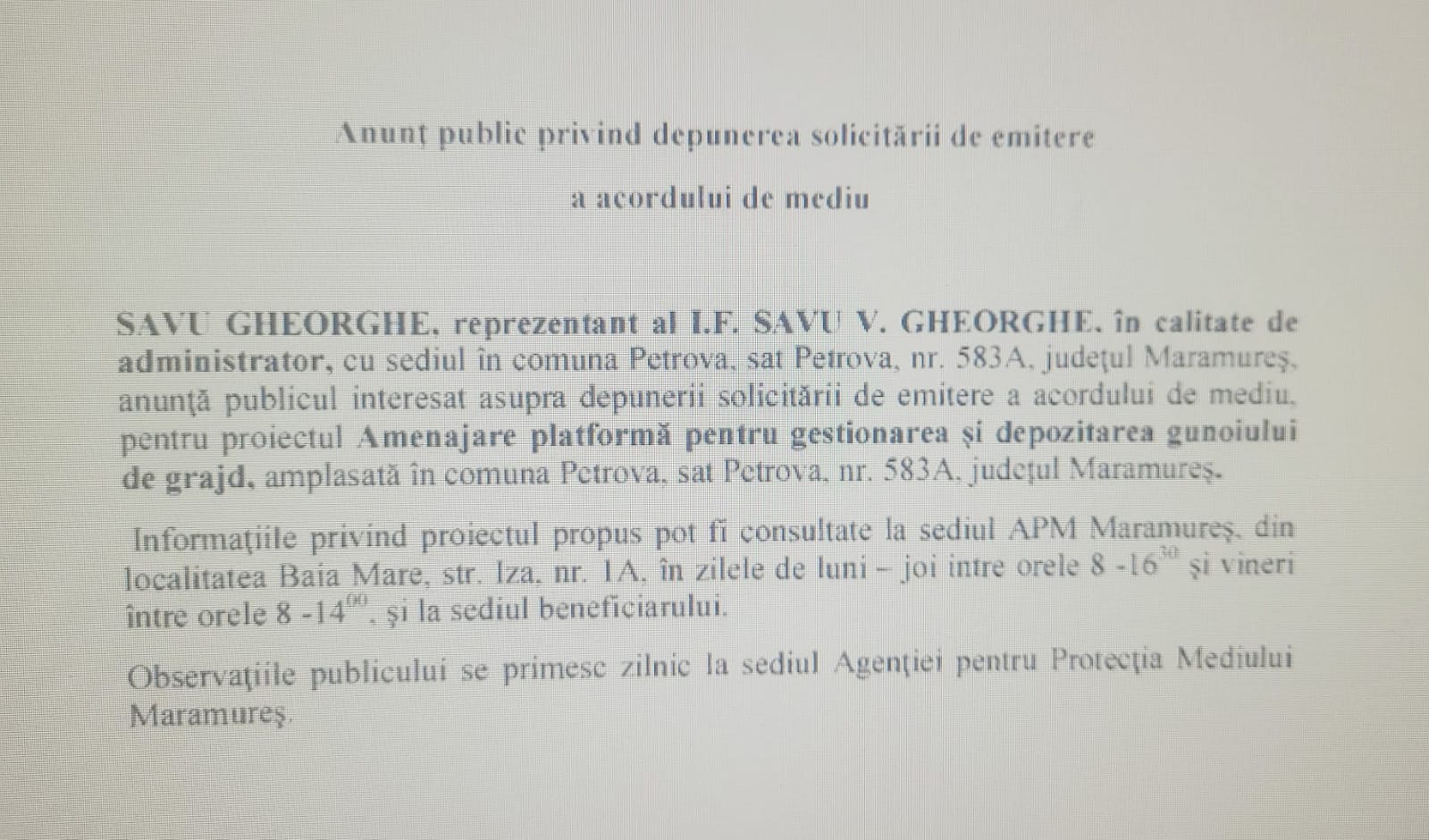 Anunț publicitar 16.05.2022