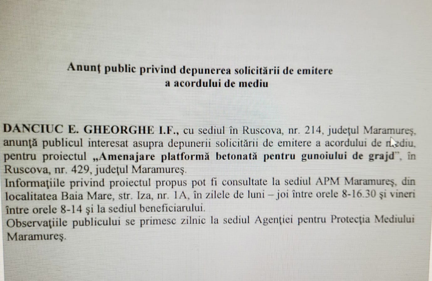 Anunț publicitar 20.05.2022