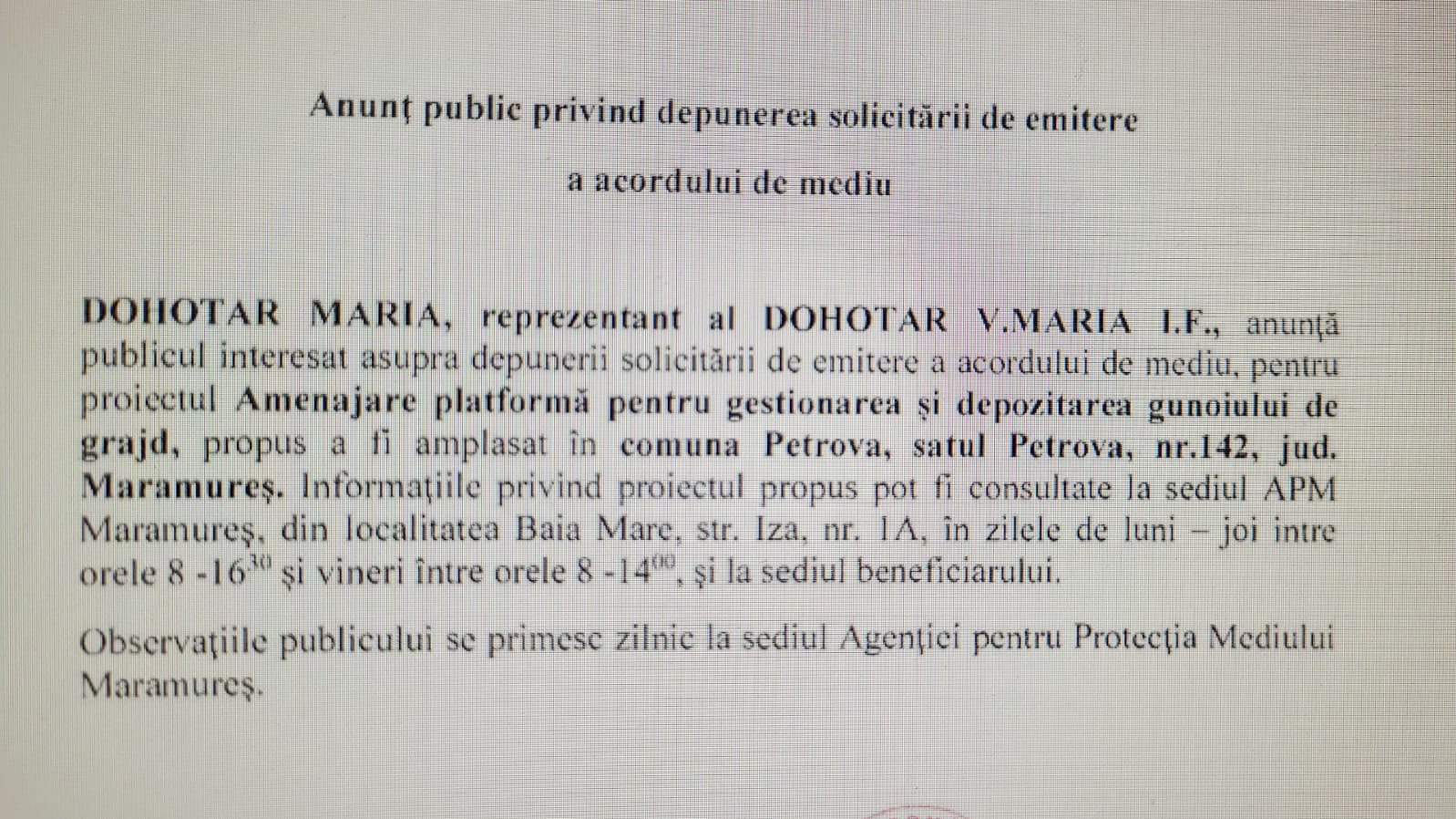 Anunț publicitar 25.05.2022