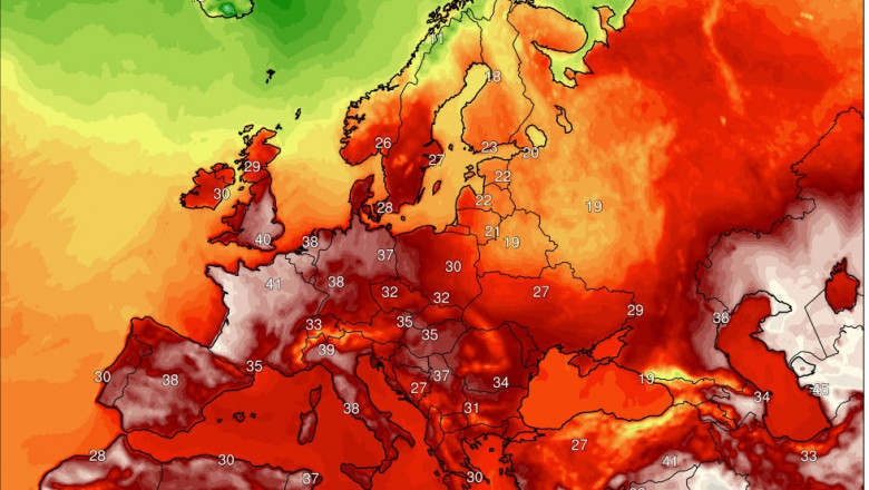 Căldură extremă în Europa. Cea mai mare temperatură înregistrată vreodată în Marea Britanie. În Franța sunt peste 42 de grade