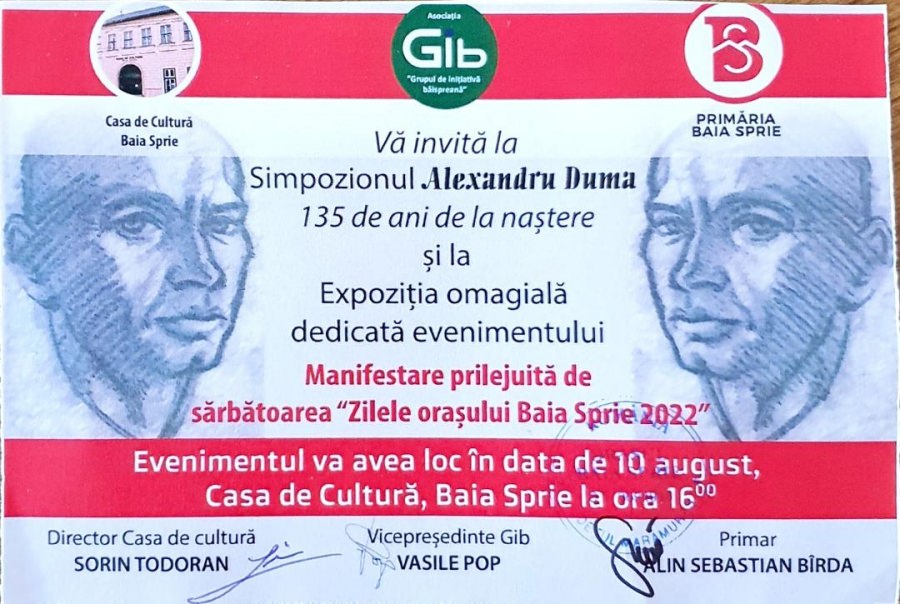 În august: În orașul Baia-Sprie, acțiune dedicată artistului vestit, Duma Alexandru, membru Școala Băimăreană! Vor fi clar ca teme, viața și opera!