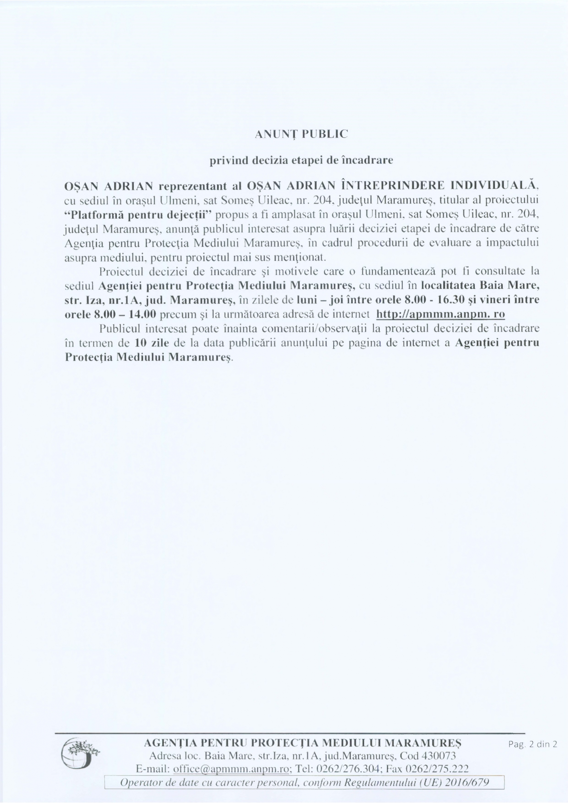 Anunț publicitar 31.08.2022