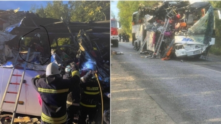 Un autocar românesc a fost zdrobit în Bulgaria. Mai multe persoane au murit