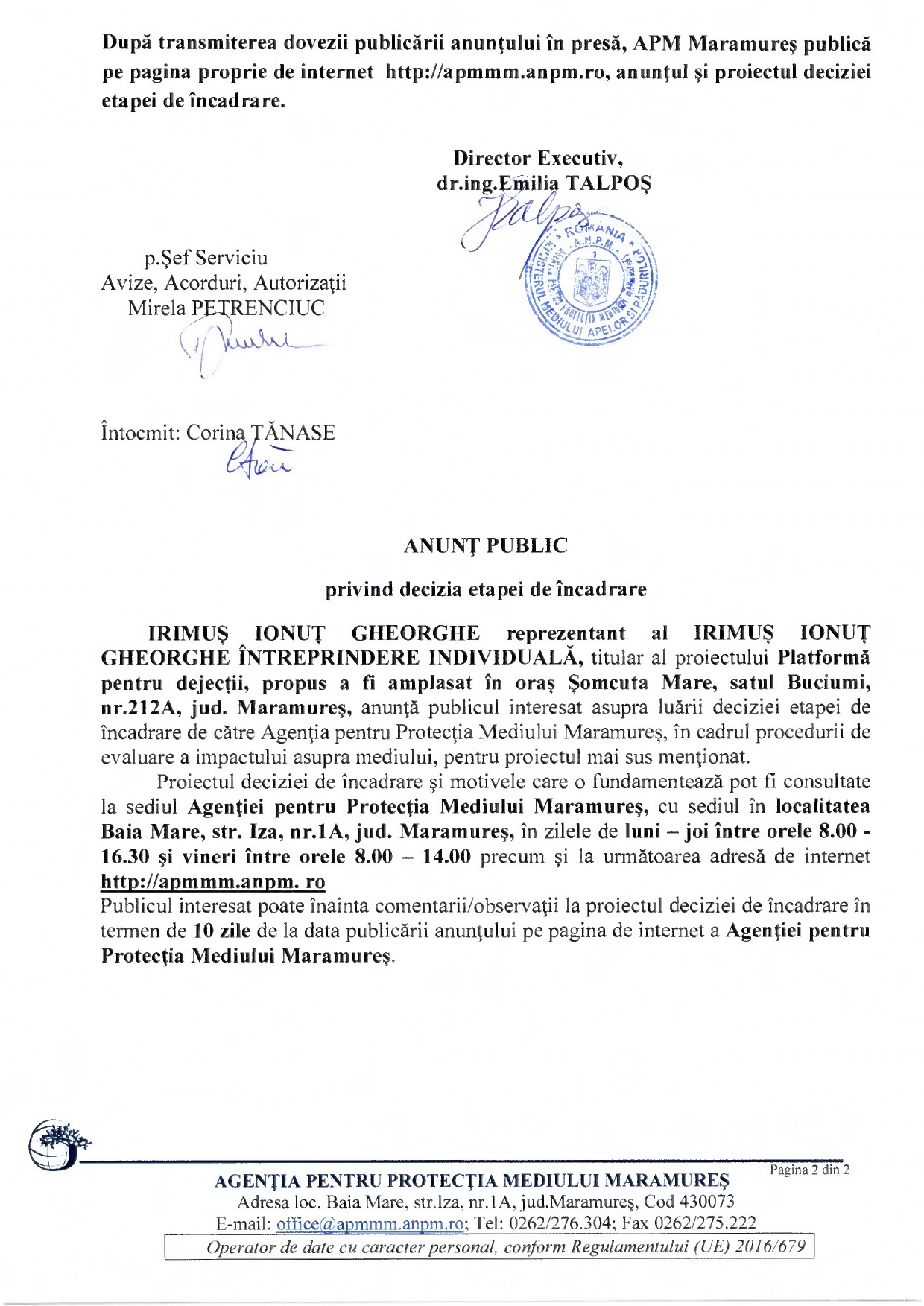 Anunț publicitar 19.10.2022