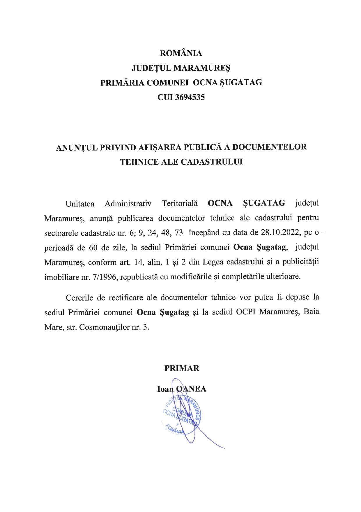 Anunț publicitar 22.10.2022