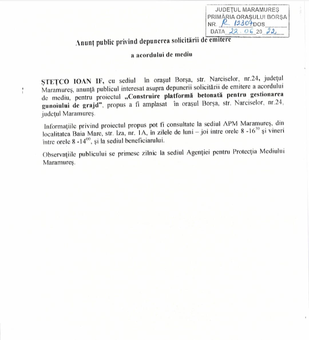 Anunț publicitar 22.06.2022