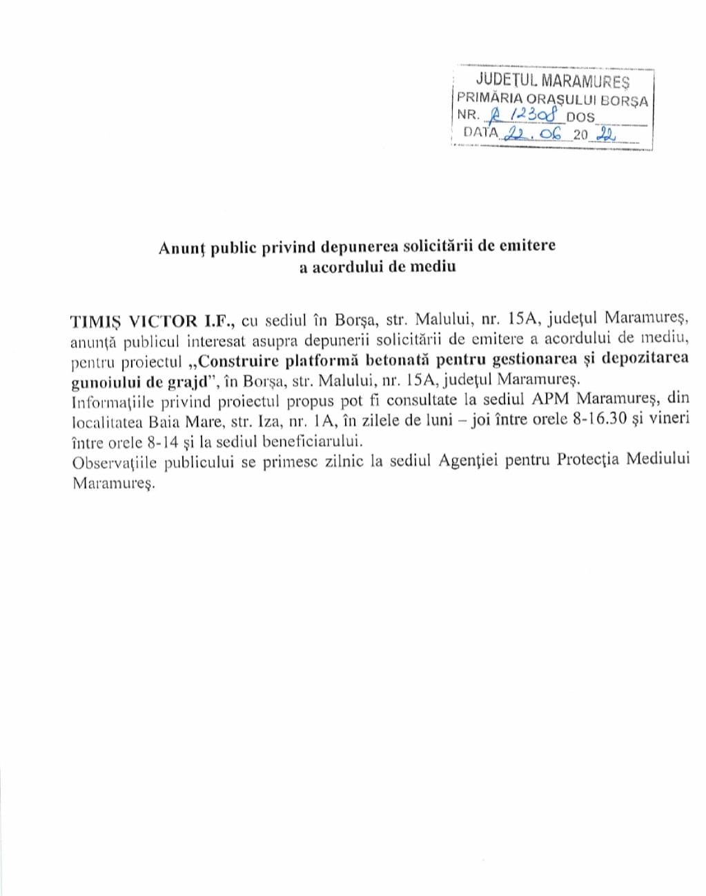 Anunț publicitar 22.06.2022