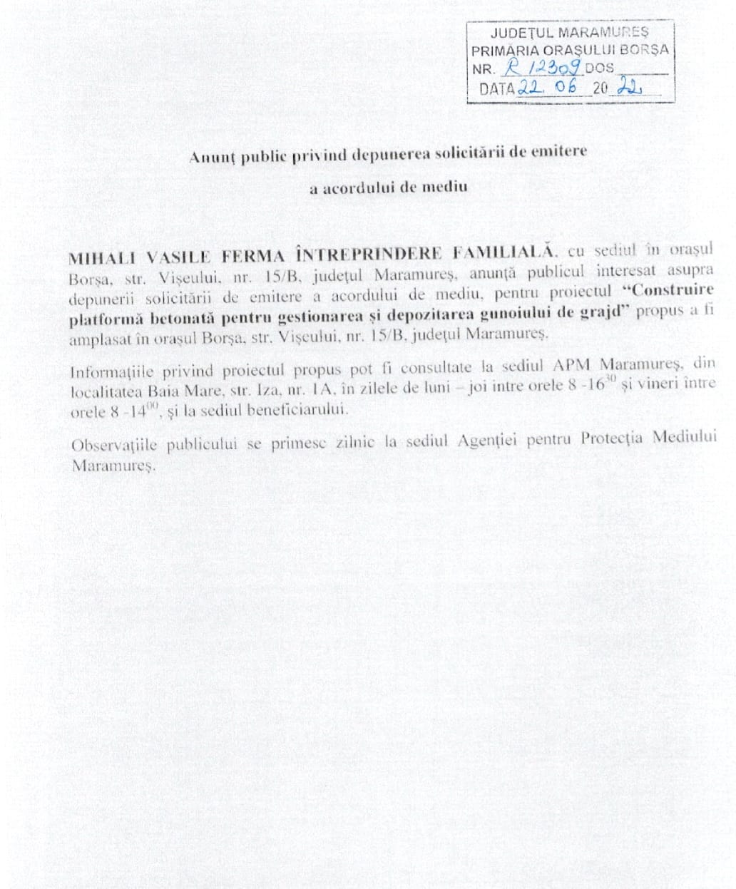 Anunț publicitar 22.06.2022