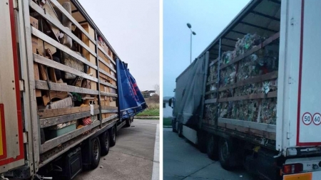Peste 34 tone de deșeuri au fost oprite la intrarea în țară; La volanul automarfarelor se aflau maramureșeni