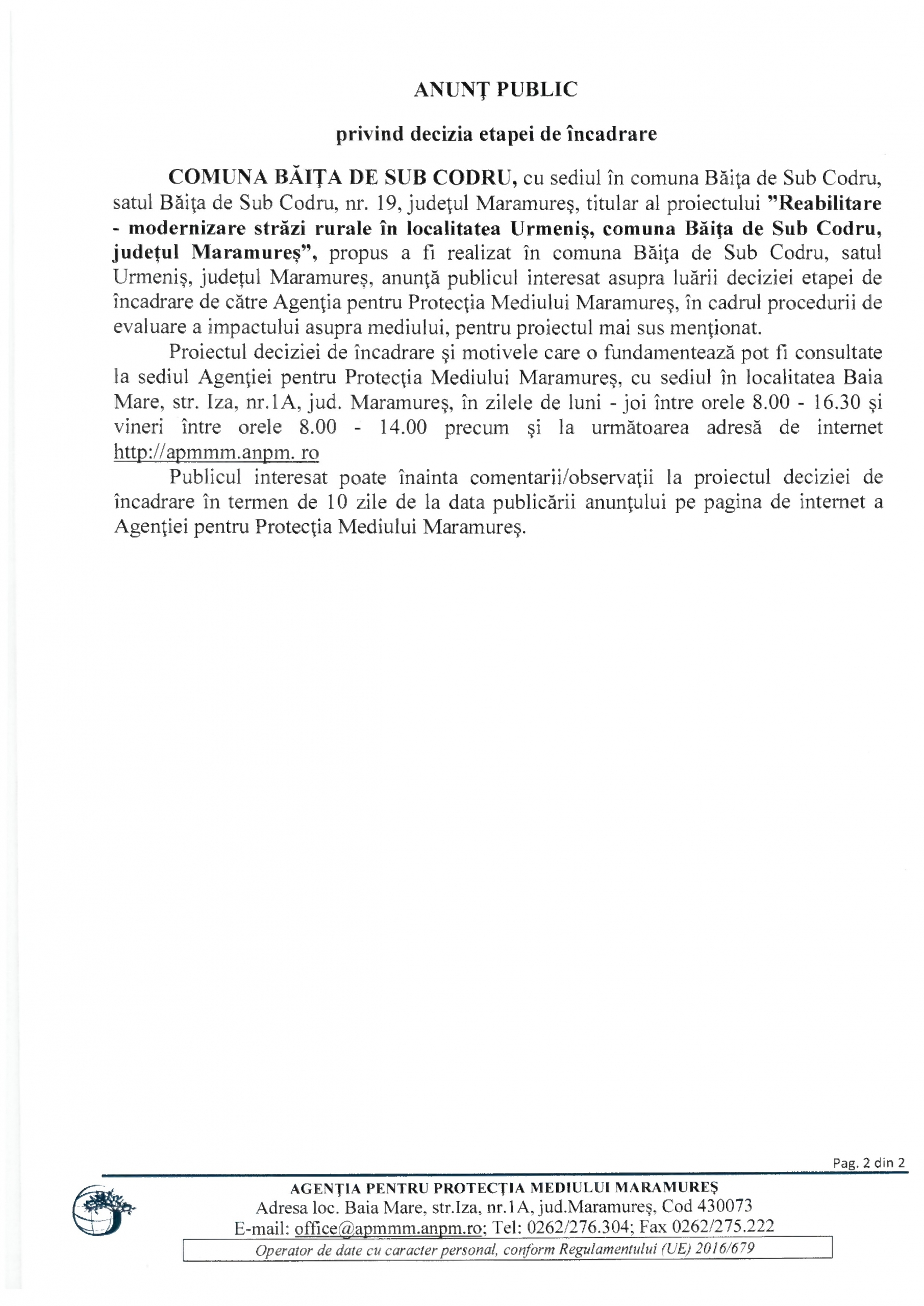 Anunț publicitar 23.11.2022